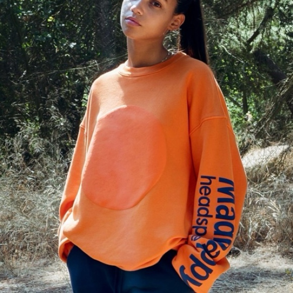 NWT MadHappy Headspace Heritage Crewneck Sweatshirt Introspection Orange /Navy